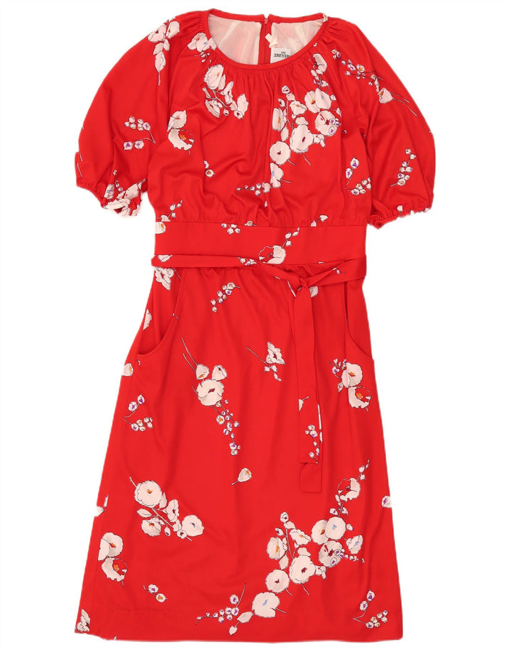Trevira Dame A-Line Kjole IT 40 Small Red Floral Polyester