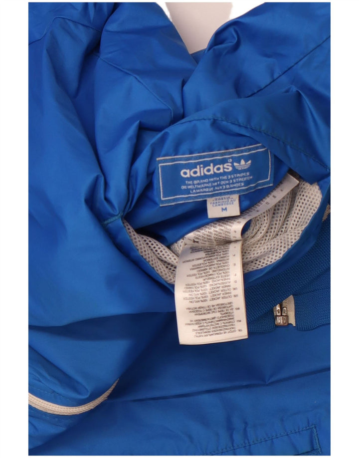 ADIDAS Grafisk regnjakke med hætte til mænd UK 38 Medium Blue Nylon