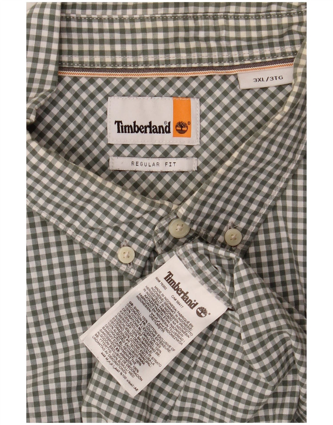 TIMBERLAND Herre Regular Fit skjorte 3XL Grøn Gingham Bomuld