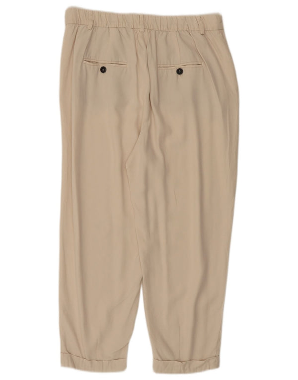 ZARA Dame Pegged Capri Bukser Medium W28 L22 Beige Lyocell