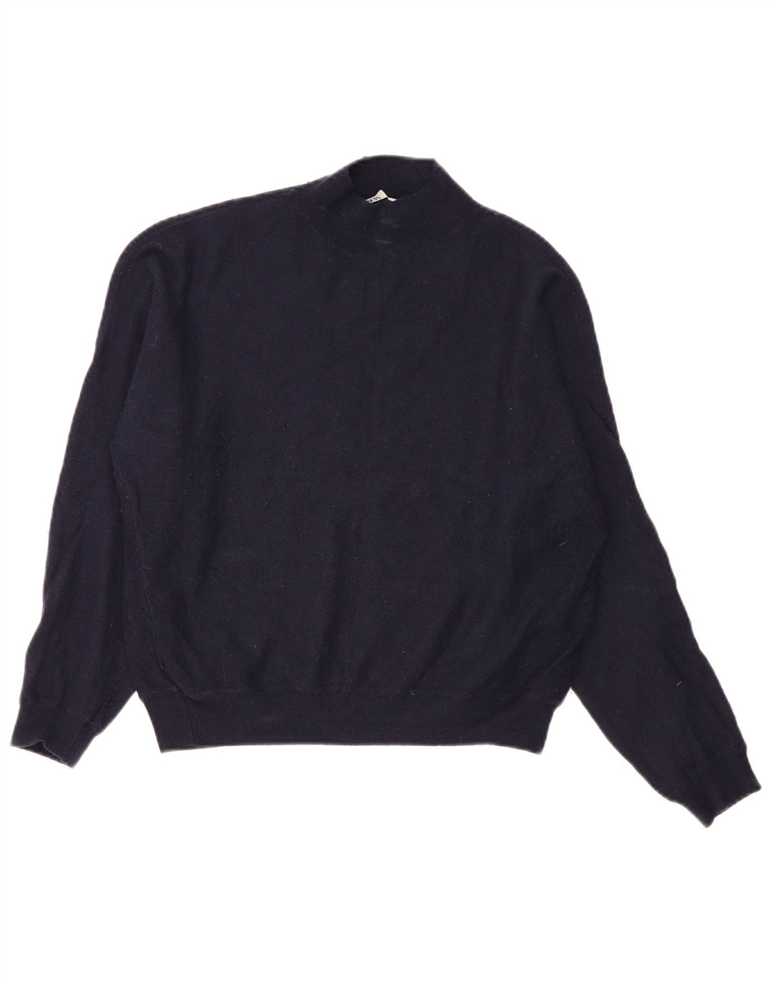 Zara Dame Turtle Neck Jumper Sweater UK 14 Medium Navy Blue Nylon