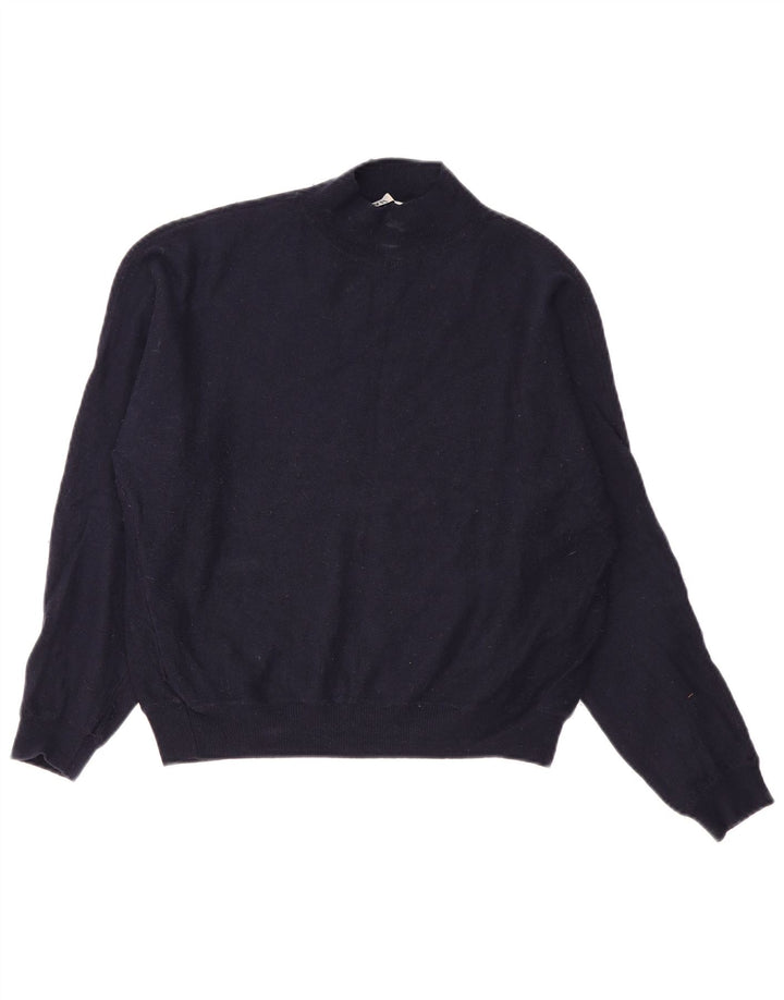 Zara Dame Turtle Neck Jumper Sweater UK 14 Medium Navy Blue Nylon