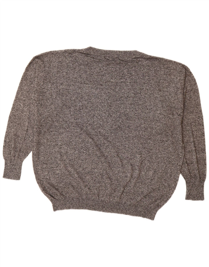 MARKS & SPENCER Womens V-Neck Jumper Sweater UK 18 XL Grey Flecked