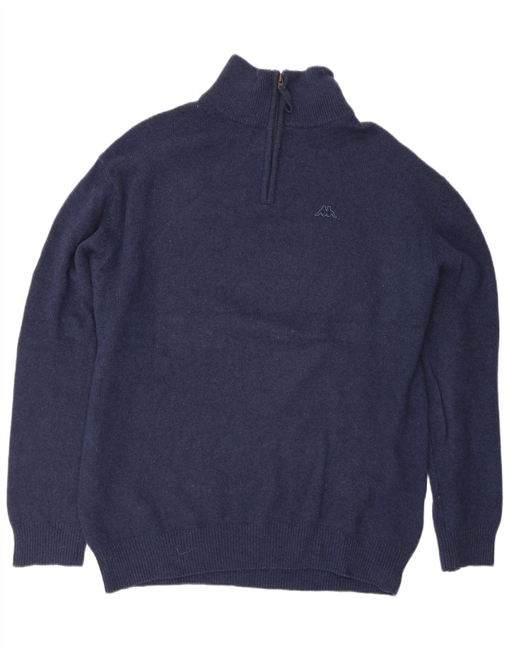 Kappa Herre Zip Neck Jumper Sweater 2XL Navy Blue Virgin Wool