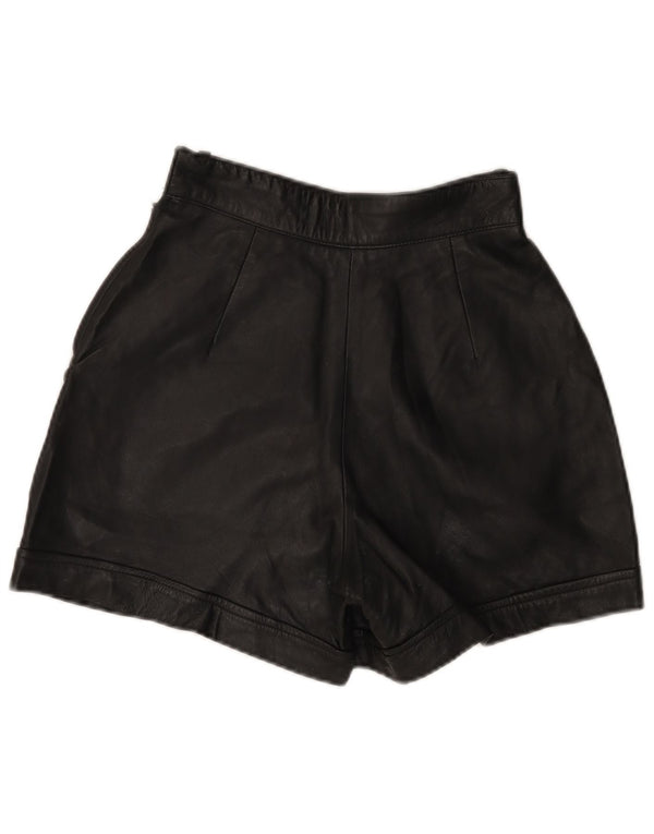 MISS JOY kvinders højtaljede lædershorts EU 38 Medium W25 sort læder