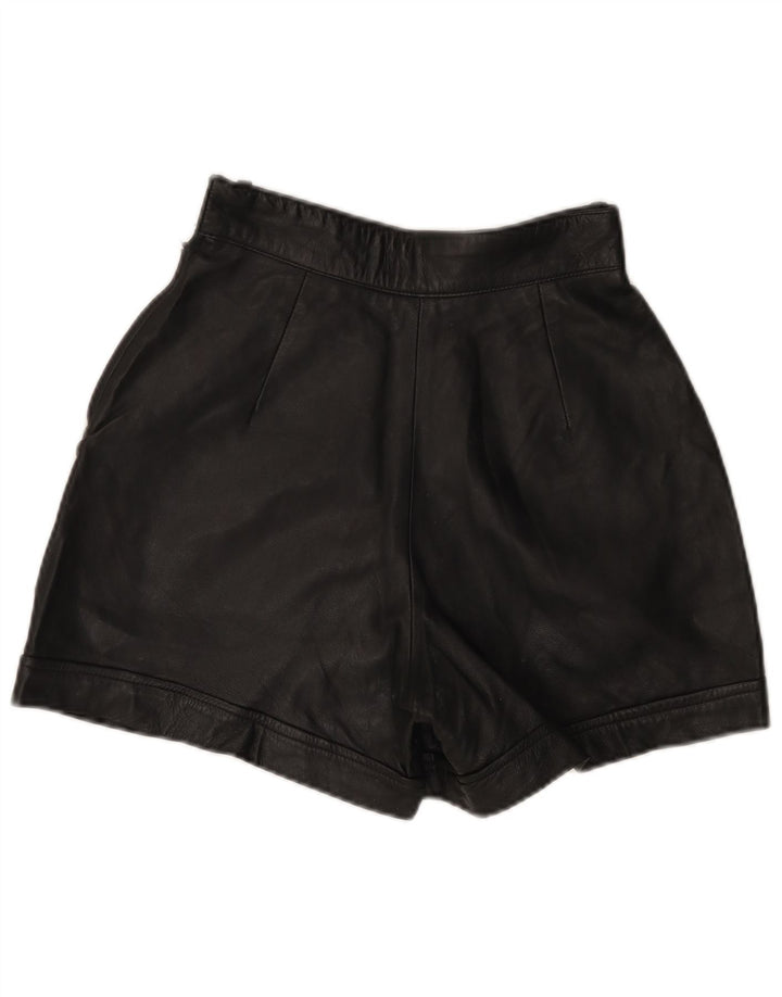 MISS JOY kvinders højtaljede lædershorts EU 38 Medium W25 sort læder