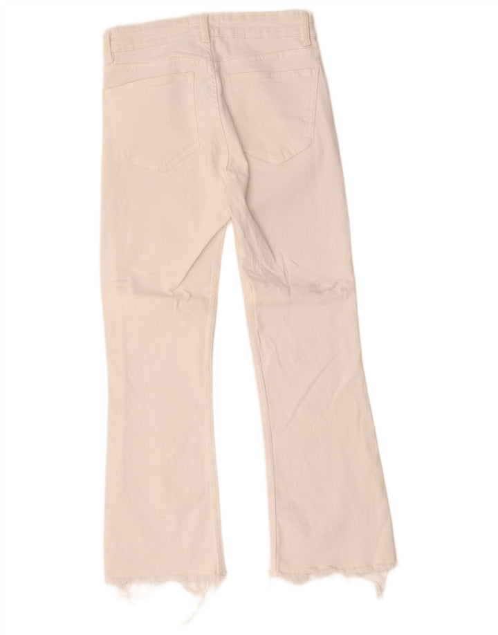 Zara Dame Bootcut Jeans EU 38 Small W28 L25 Hvid Bomuld