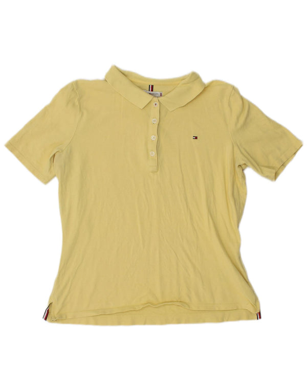 Tommy Hilfiger Womens Regular Fit Polo Shirt UK 12 Medium Yellow Cotton