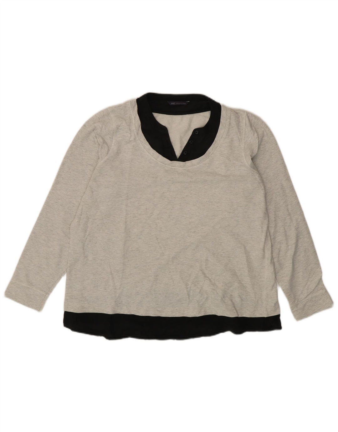 Marks & Spencer Dame Sweatshirt Jumper UK 16 Large Grey Colourblock