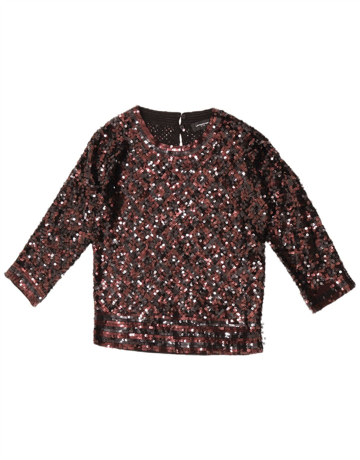 Lawrence Grey Dame 3/4-ærmet bluse Top UK 10 Small Black Acryl