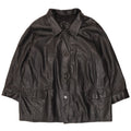 Vintage dame 5-knaps læder blazerjakke IT 52 2XL Sort