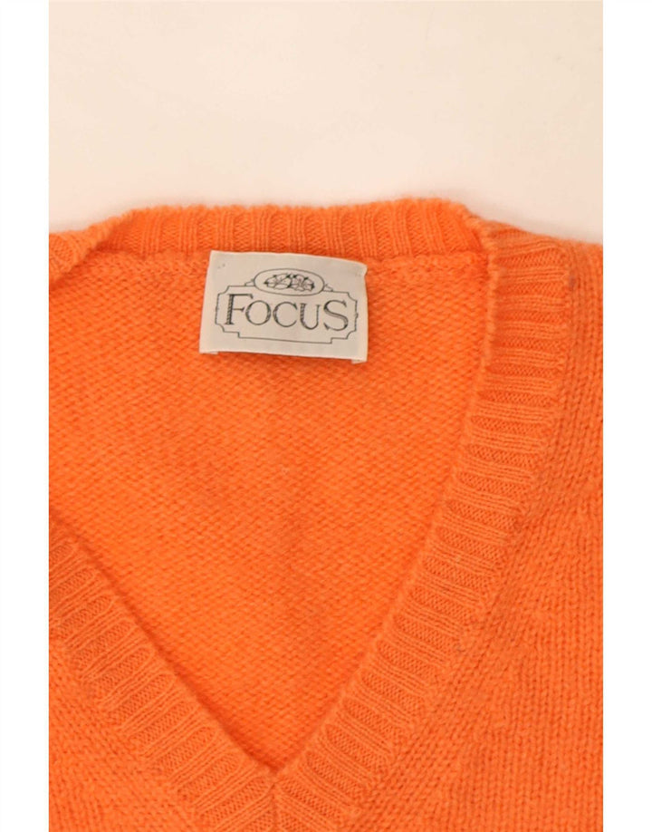 Vintage herre V-hals sweater stor orange uld