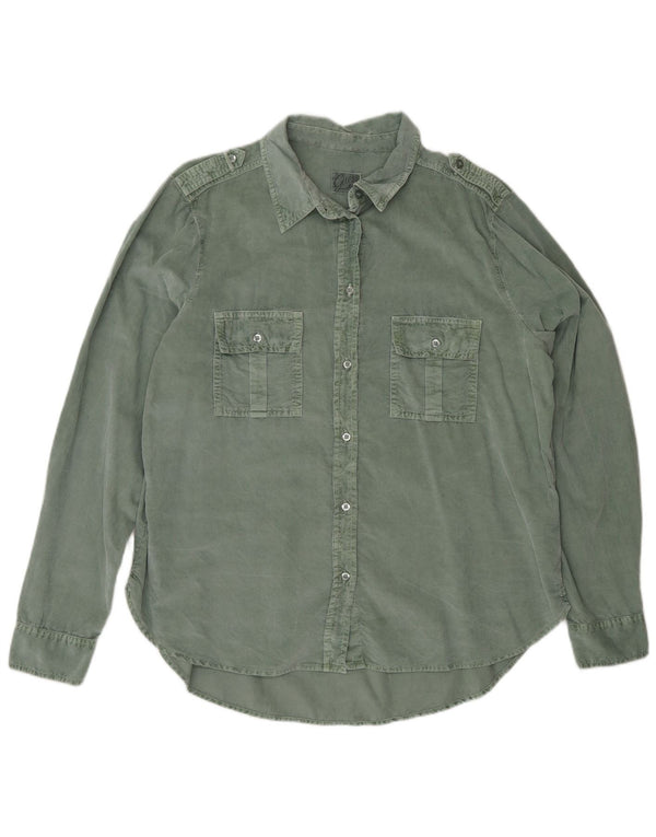 Guess Womens Military Oversized Corduroy Shirt UK 12 Medium Green Cotton