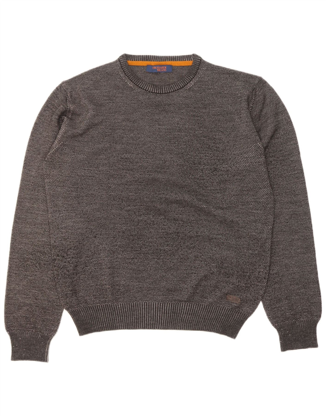 Trussardi Jeans Herre Crew Neck Jumper Sweater XL Grå Virgin Wool