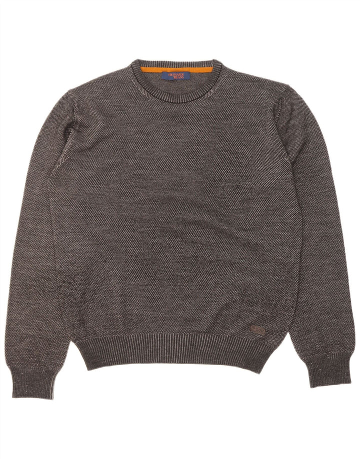Trussardi Jeans Herre Crew Neck Jumper Sweater XL Grå Virgin Wool