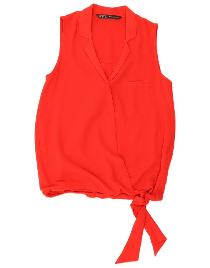 Zara Womens Sleeveless Wrap Bluse Top UK 6 XS Red