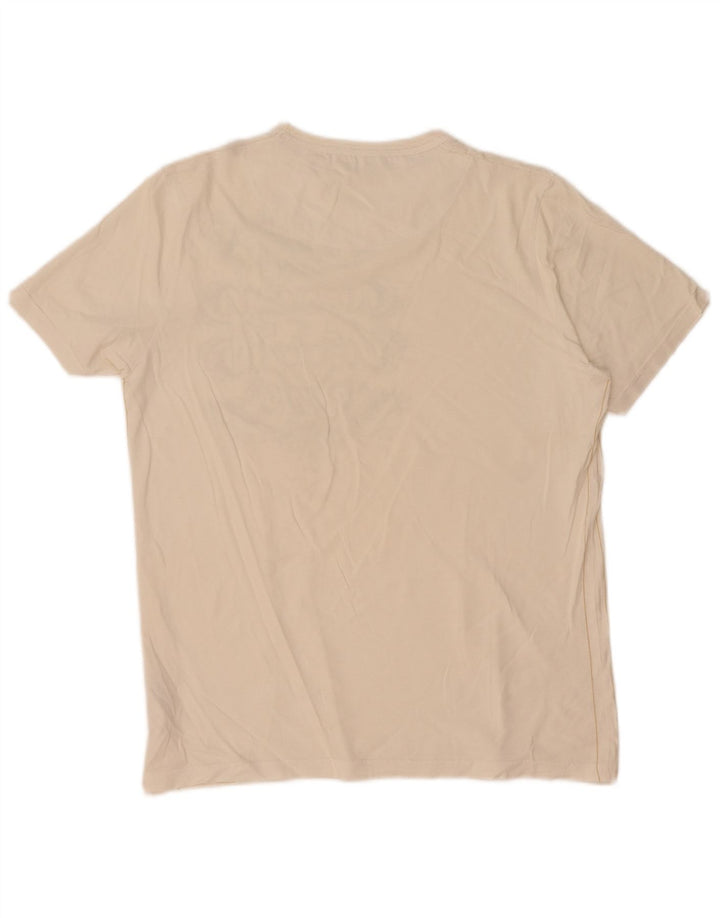 Ted Baker Herre grafisk T-shirt Top Størrelse 3 Medium Hvid Bomuld