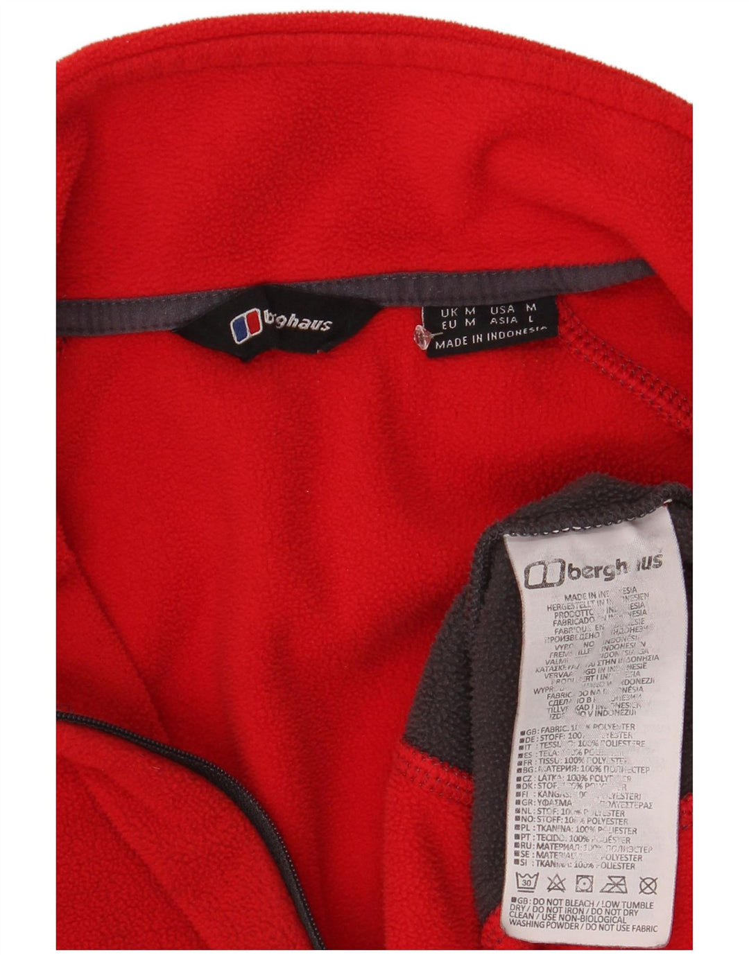 Berghaus Fleece Jumper med lynlås til mænd Medium Rød Colourblock Polyester