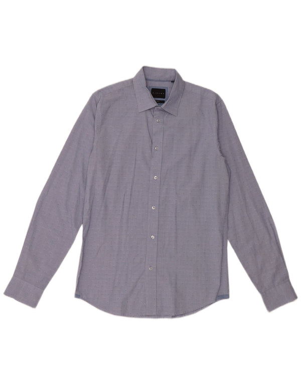 SISLEY Herre Slim Fit skjorte str. 39 15 1/2 Medium Blue Spotted