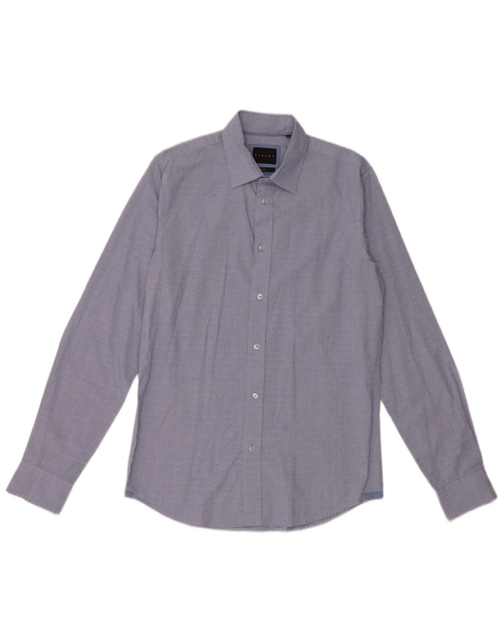 SISLEY Herre Slim Fit skjorte str. 39 15 1/2 Medium Blue Spotted