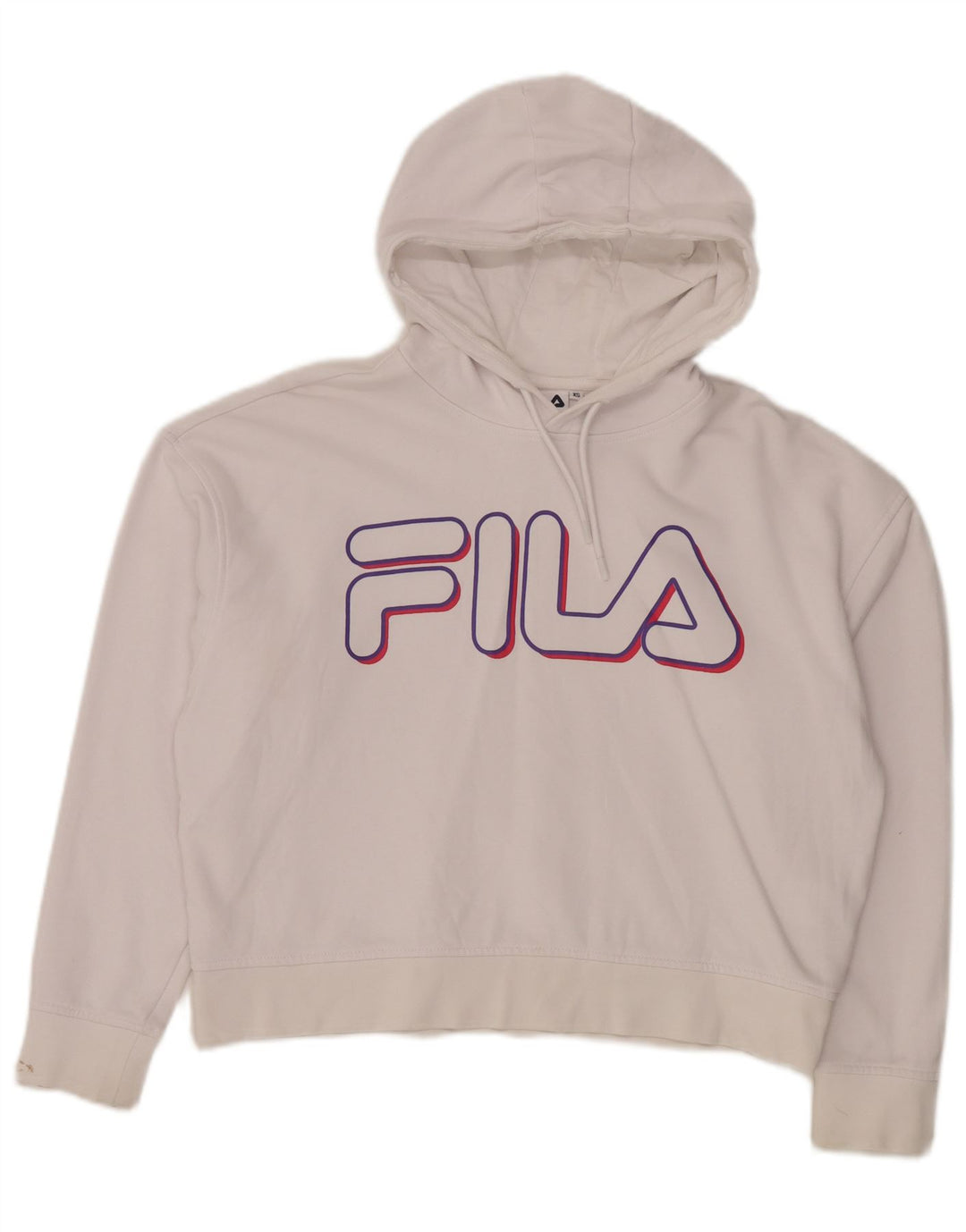 FILA Oversized grafisk hættetrøje til kvinder UK 6 XS hvid bomuld