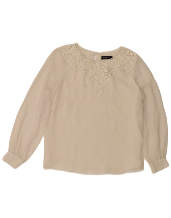 Marks & Spencer Dame Autograph Langærmet Bluse Top UK 16 Large Beige