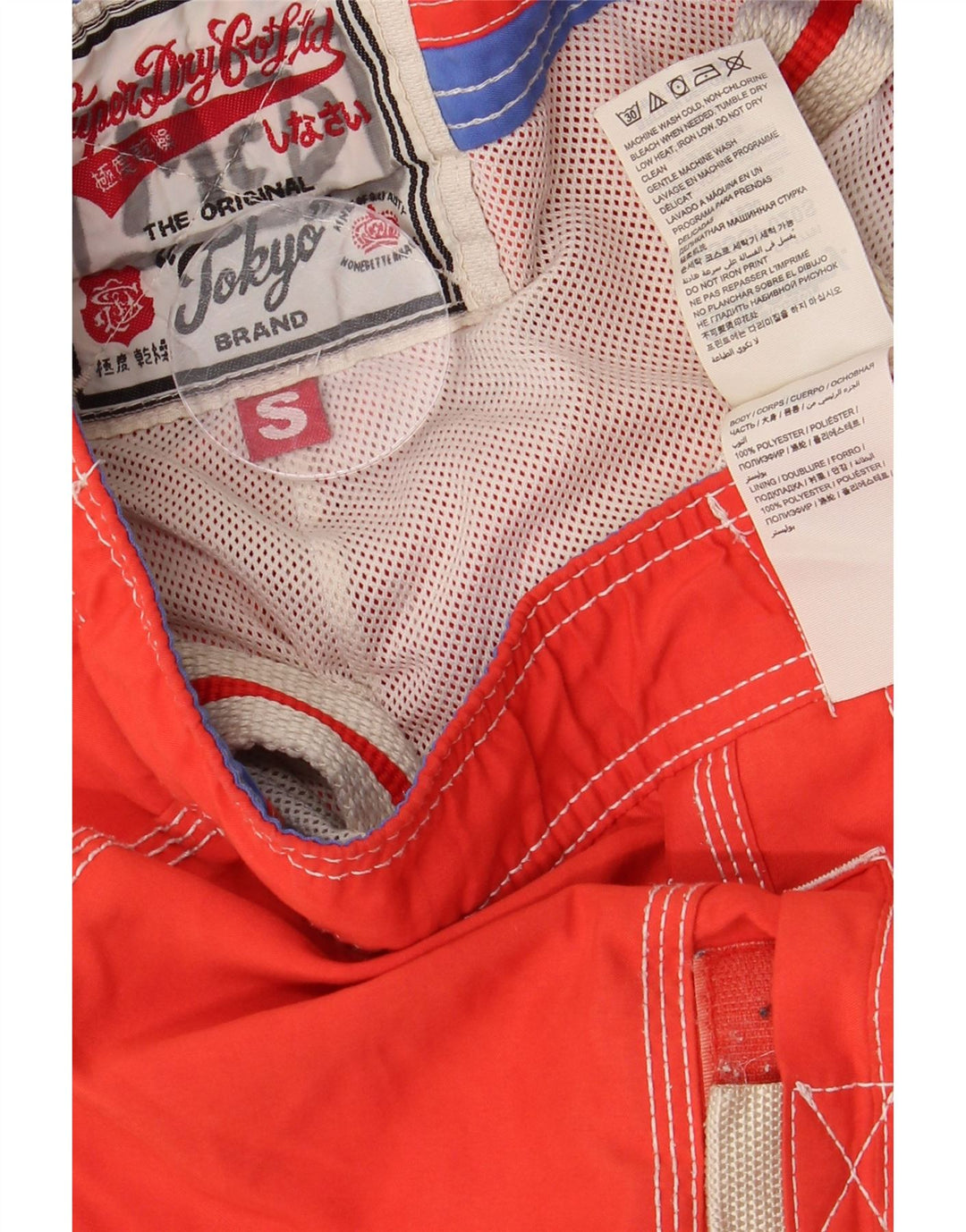 SUPERDRY Grafiske badeshorts til mænd Small Red Colourblock Polyester