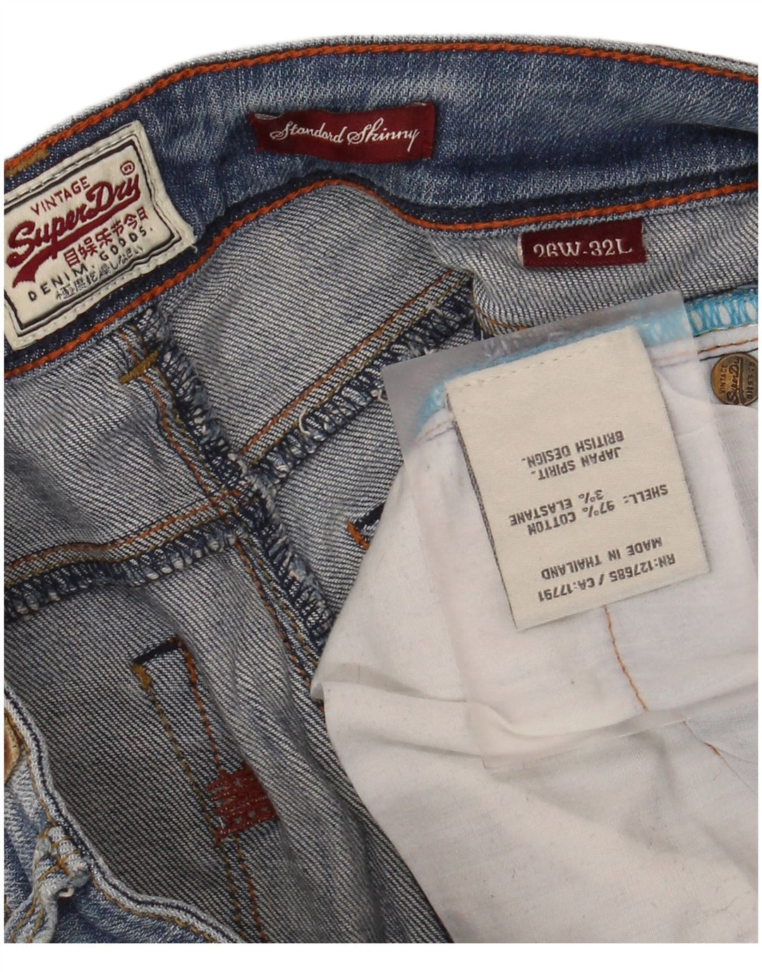 Superdry Dame Standard Distressed Skinny Jeans W26 L32 Blå Bomuld