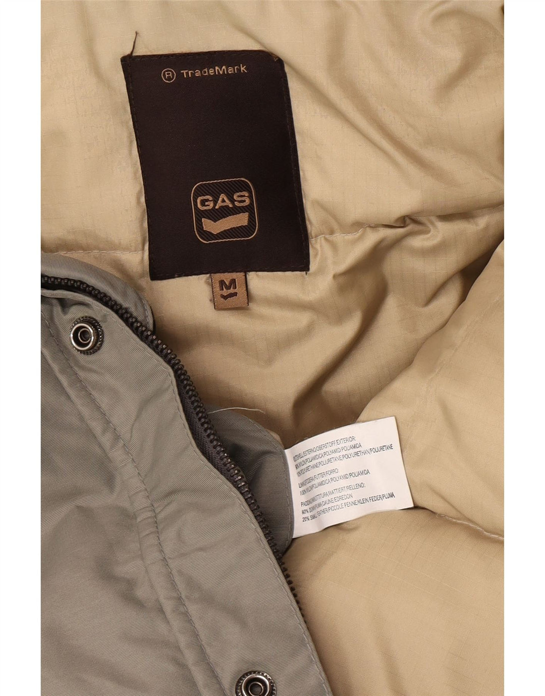 Gas Herre Hooded Polstret Frakke UK 38 Medium Khaki Nylon Winter