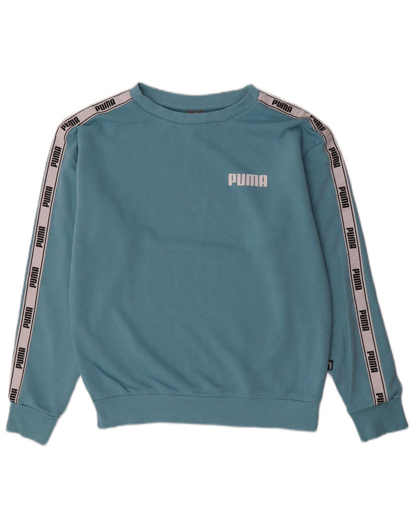 PUMA Womens Oversized Graphic Sweatshirt Jumper UK 6 XS Blue