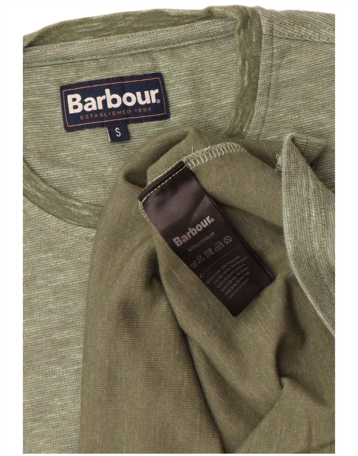 Barbour Herre T-Shirt Top Lille Grøn Flecked Bomuld