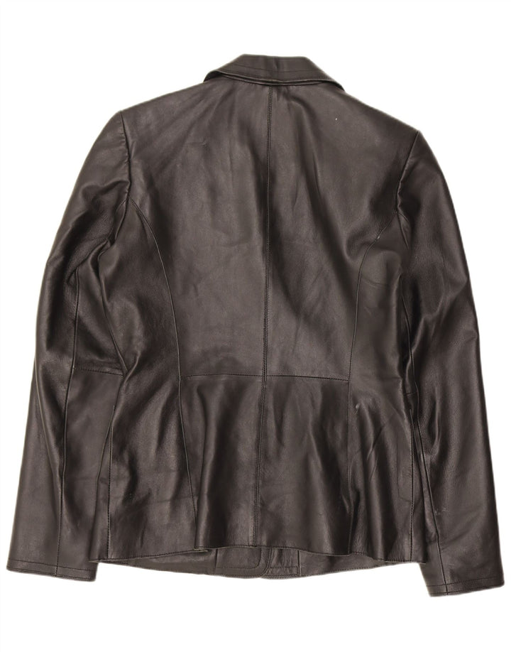 Cofi Dame 2-knaps Læder Blazer Jacket UK 12 Medium Sort
