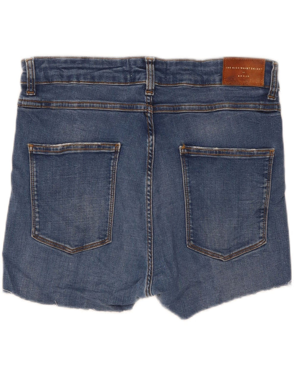 Zara Dame Højtalje Skinny Denim Shorts EU 44 XL W34 Blå