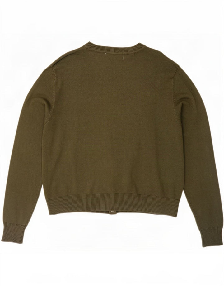 Marks & Spencer Dame Crop Cardigan Sweater UK 12 Medium Khaki Viscose