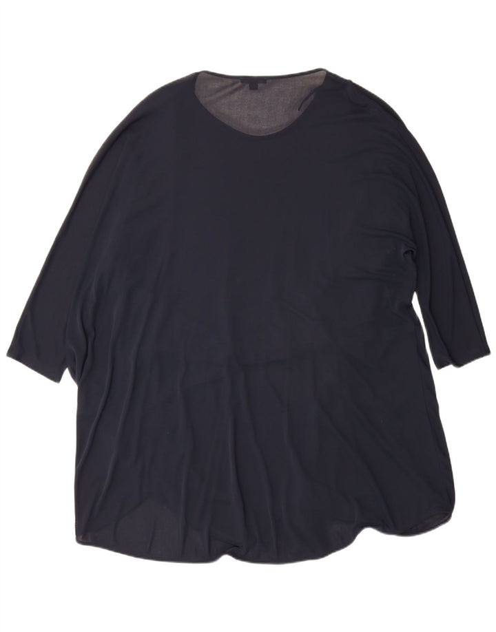 Cos Dame 3/4 ærmer oversized tunikakjole UK 14 Medium Navy Blue Acetate