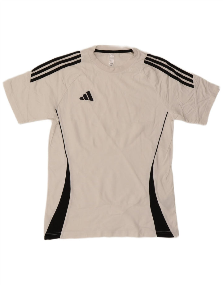 ADIDAS Mens T-Shirt Top Small White Colourblock Cotton