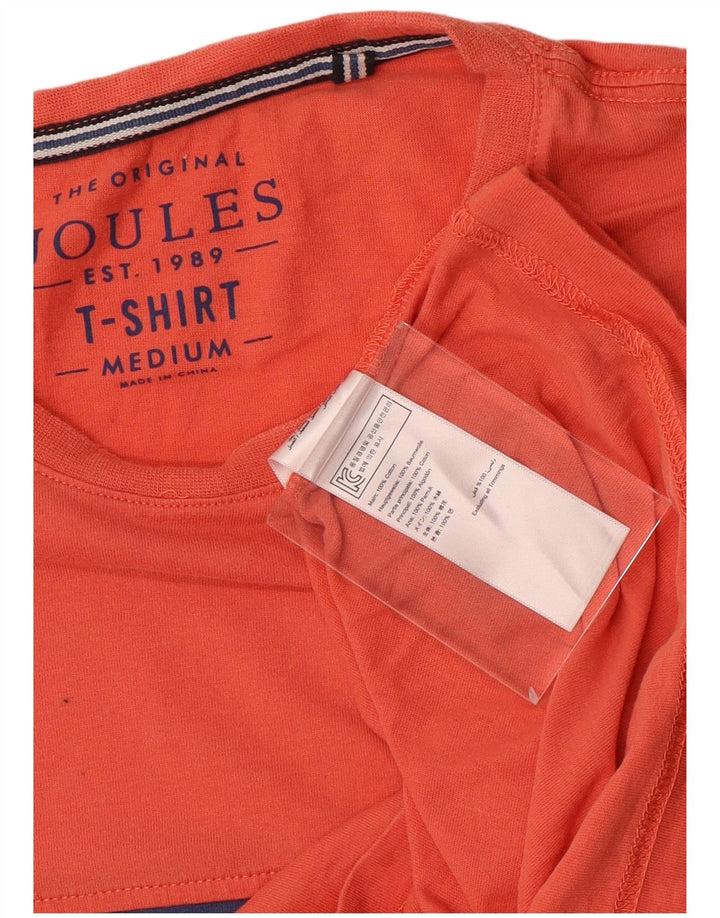 Joules Herre T-Shirt Top Medium Orange Colourblock Bomuld