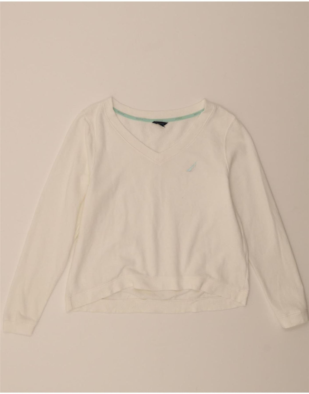 NAUTICA Womens Sweatshirt Jumper UK 10 Small White Cotton Vintage Nautica and Second-Hand Nautica from Messina Hembry 