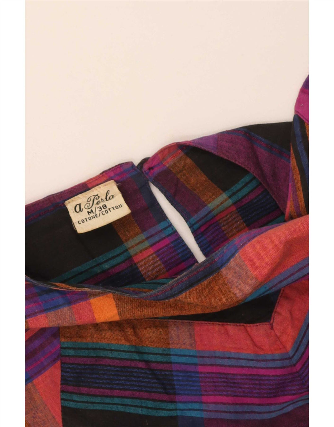Vintage kvinders overstørrelse teltkjole EU 38 Medium flerfarvet ternet bomuld