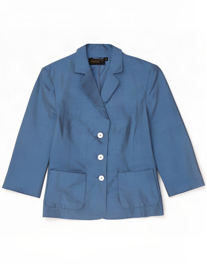 Luisa Spagnoli Dame 3 Button Blazer Jacket IT 40 Small Blue Silk