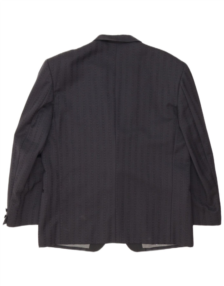 Vintage blazerjakke til mænd med 1 knap IT 54 2XL marineblå stribet jomfruuld