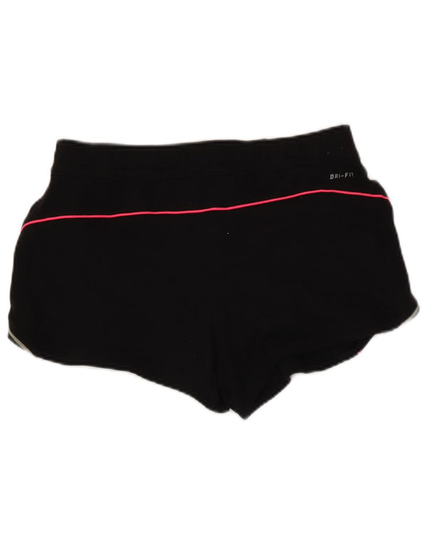 Nike Womens Dri Fit Graphic Sport Shorts UK 14 Medium Black Cotton