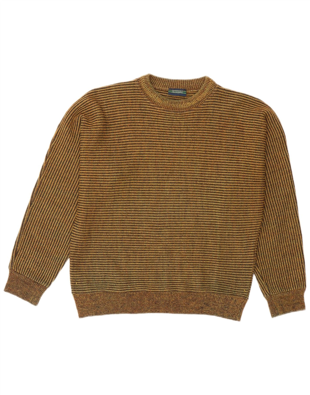 Vintage herre rund hals trøje trøje medium flerfarvet stribet