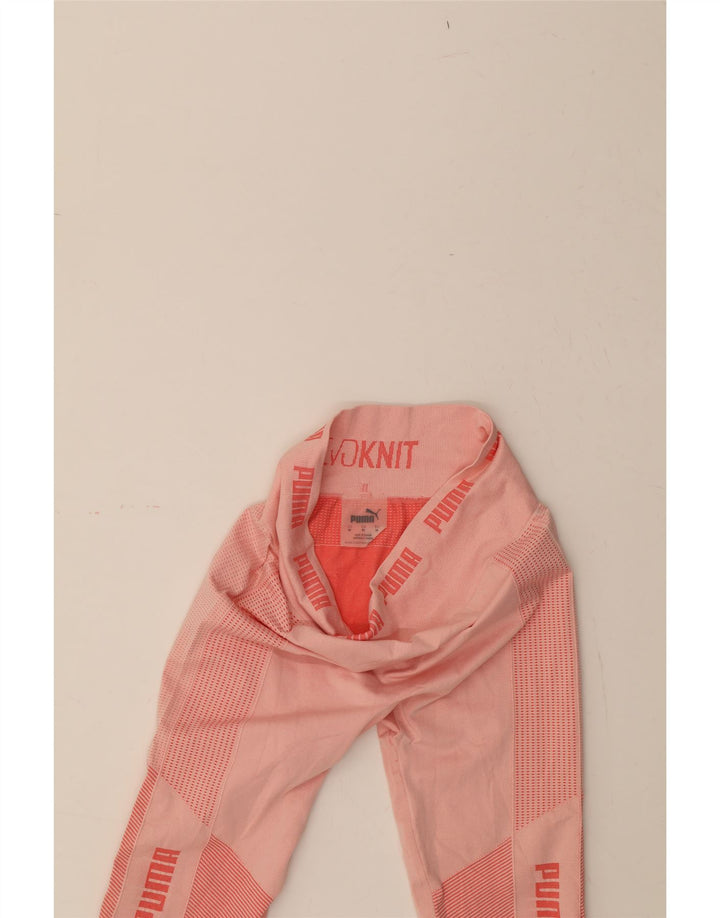 PUMA Womens Graphic Leggings UK 12 Medium Pink Colourblock Nylon Vintage Puma and Second-Hand Puma from Messina Hembry 