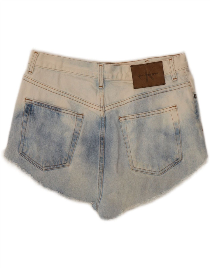 CALVIN KLEIN denimshorts til kvinder US 10 Large W32 Blue Tie Dye Bomuld