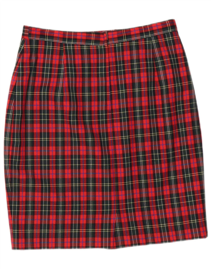 Vintage kvinders blyantnederdel IT 44 Medium W28 Rødternet Virgin Wool