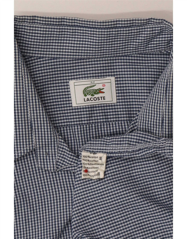 Lacoste Herreskjorte Størrelse 42 Large Navy Blue Gingham Cotton