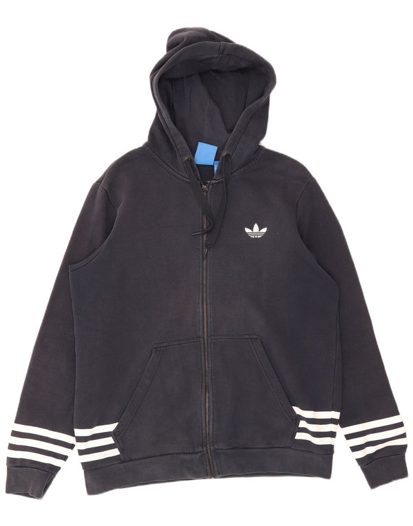 Adidas Herre grafisk hættetrøje med lynlås Stor marineblå bomuld