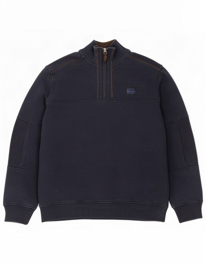 Champion Herre Zip Neck Sweatshirt Jumper XL Navy Blue Bomuld