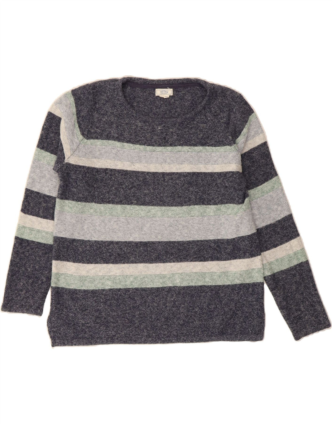 FAT FACE Womens Boat Neck Jumper Sweater UK 10 Small Grey Striped Vintage Fat Face and Second-Hand Fat Face from Messina Hembry 